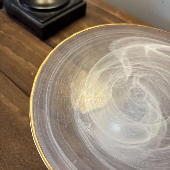 Small Frosted Gold Edge 8 1/4 Inch Round Pedestal Cake Plate. Cakes Treats - Picture 9 of 13